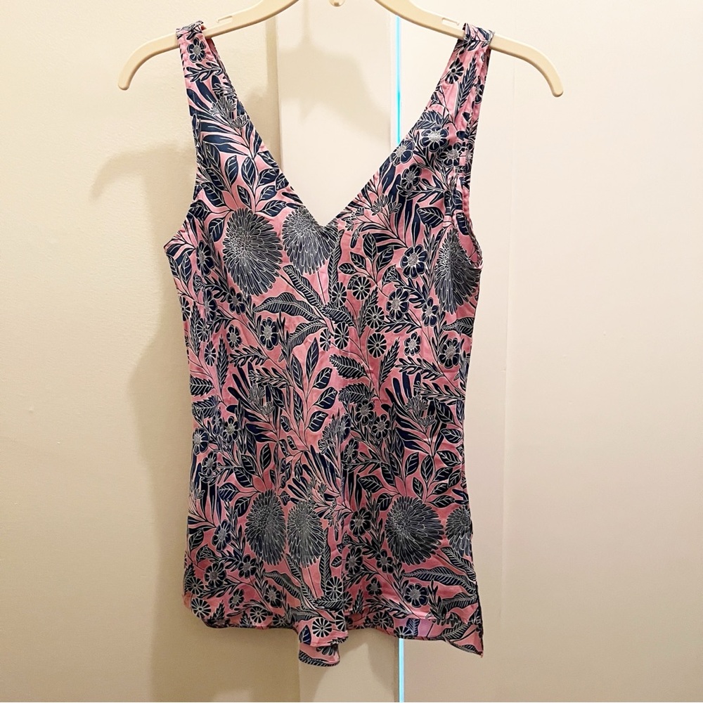 Abigail Borg for J. Crew Silk Floral Tank Top in Prairie‎ Dusk